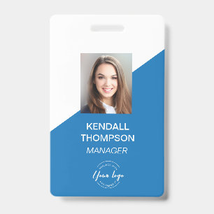 Custom Blue Employee Photo Company Security  ID Badge