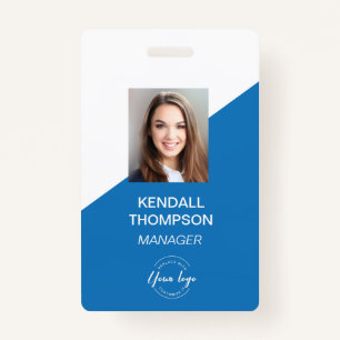 Custom Blue Employee Photo Company Security ID Badge