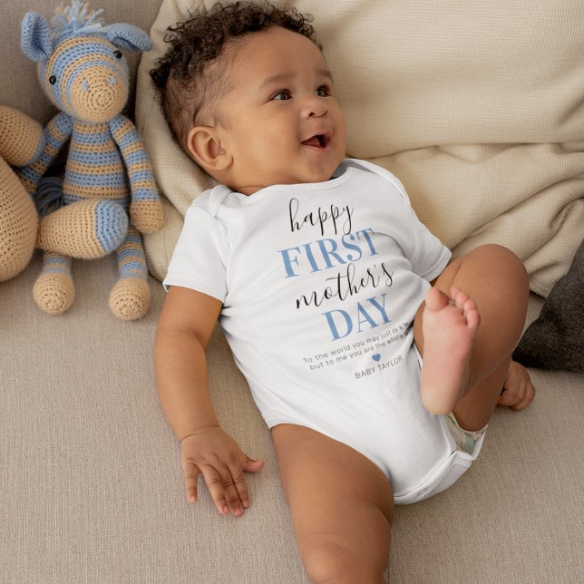 Custom Blue First Mother's Day Baby Bodysuit (Creator Uploaded)