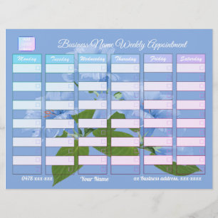 Custom Blue Floral Business Weekly Appointment Letterhead