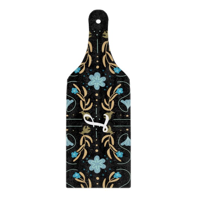 Custom Blue Floral Folk Art charcuterie  Cutting Board (Front)