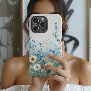 Custom Blue Floral Phone Case Gift for Mom Girls