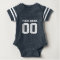 Custom blue football jersey number baby bodysuit