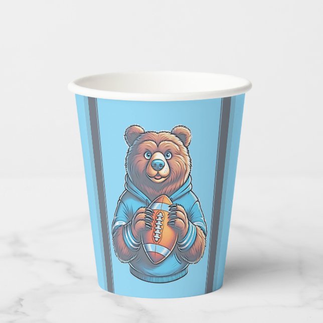 Custom Blue Football Paper Cups (Front)