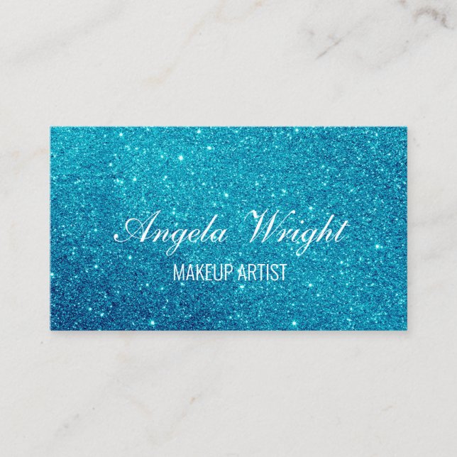 Custom Blue Glitter Business Card (Front)