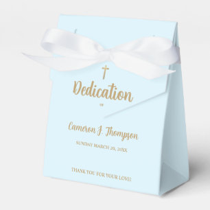 Custom Blue gold cross Dedication Thank you Favour Box