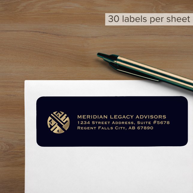 Custom Blue Gold Logo Return Address Label (Creator Uploaded)
