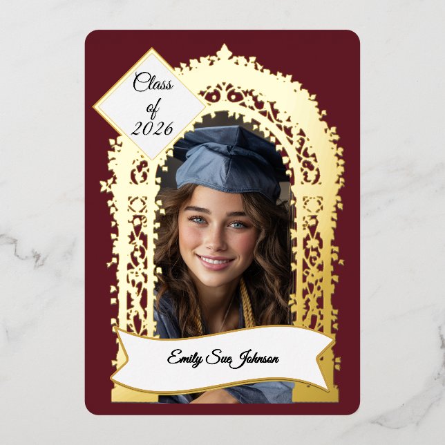 Custom Blue Grad Party Invitation Photo Collage (Front)