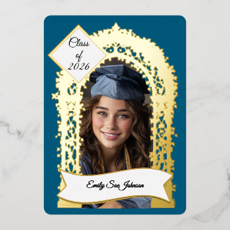 Custom Blue Grad Party Invitation Photo Collage
