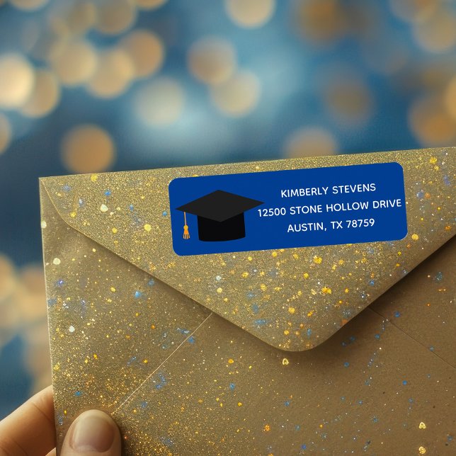 Custom Blue Graduation Party Return Address (Creator Uploaded)