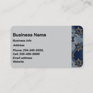 Custom Blue Grey Gold Star of David Business Card