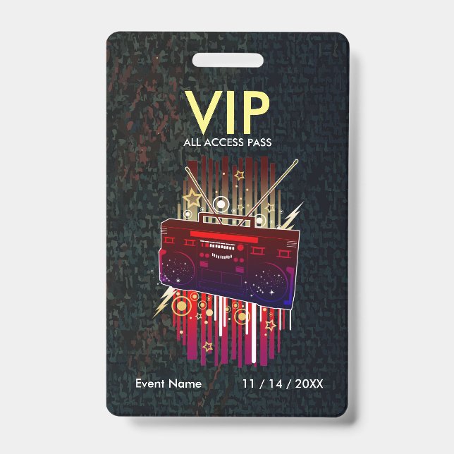 Custom Blue Grey VIP Pass With Professional Modern ID Badge (Front)
