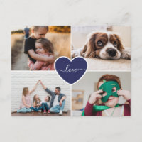 Custom Blue Heart Love Family Photo Collage