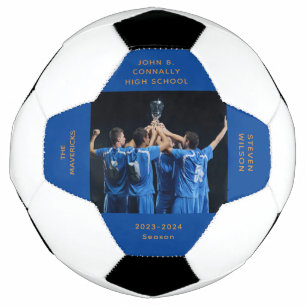 Custom Blue High School Senior Photo Graduation Soccer Ball