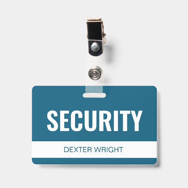 Custom Blue Hotel Security Employee ID Badge (Front with Clip)