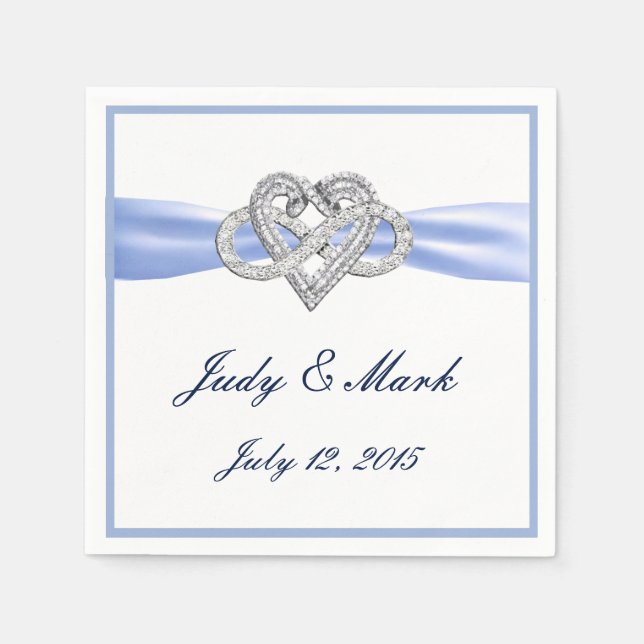 Custom Blue Infinity Heart Paper Napkins (Front)