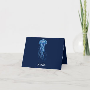 Custom Blue Jellyfish illustration Thank You Card