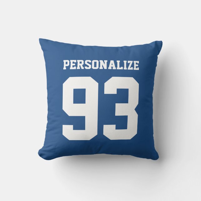 Custom blue jersey number outdoor throw pillow (Front)