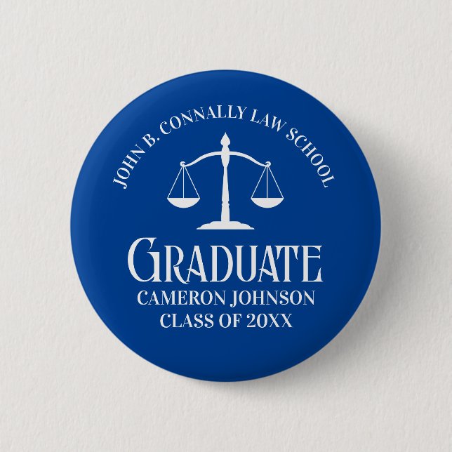 Custom Blue Law School Graduation Keepsake 6 Cm Round Badge (Front)