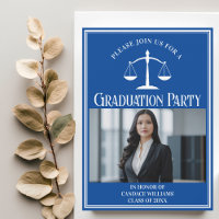 Custom Blue Law School Graduation Photo Party