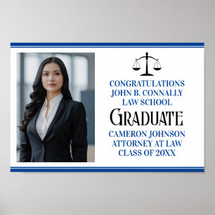 Custom Blue Law School Photo Graduation Party Poster