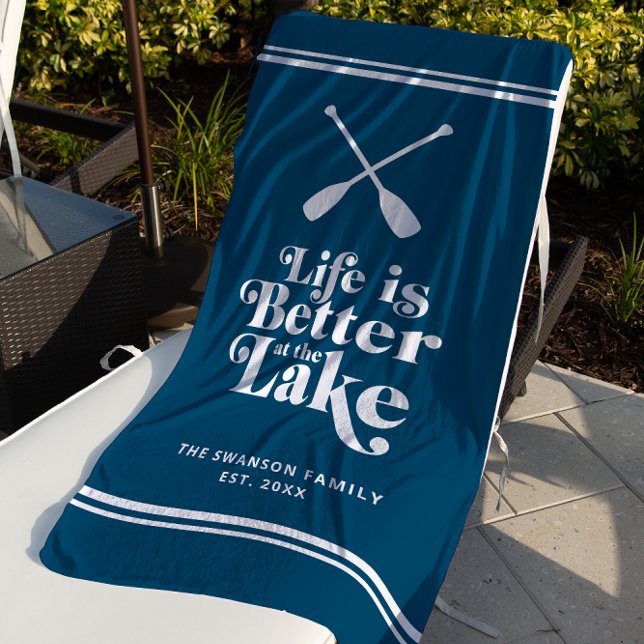 Custom Blue Life is Better at the Lake Beach Towel (Creator Uploaded)