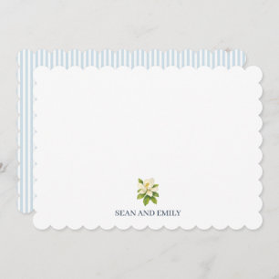 Custom Blue Magnolia Flower Logo Thank You Card