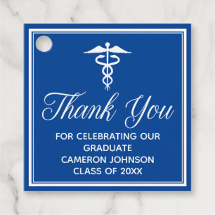 Custom Blue Medical School Graduation Party Favour Tags