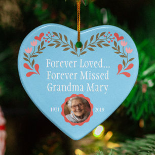 Custom Blue Memorial Christmas Ornament with Photo