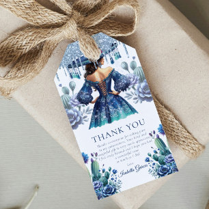 Custom Blue Mexican Style Quinceañera Gift Tags