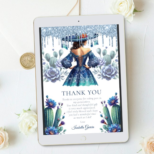 Custom Blue Mexican Style Quinceañera Invitation (Creator Uploaded)