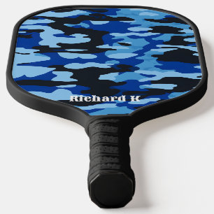 Custom Blue Military Camo Design Personalised Pickleball Paddle