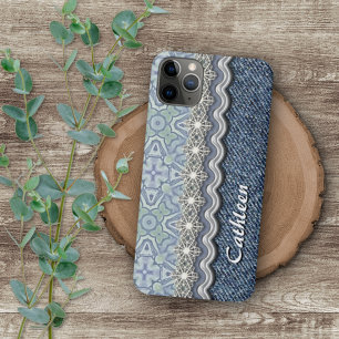 Custom Blue Mint Green Mosaic Floral Art Pattern Case-Mate iPhone Case