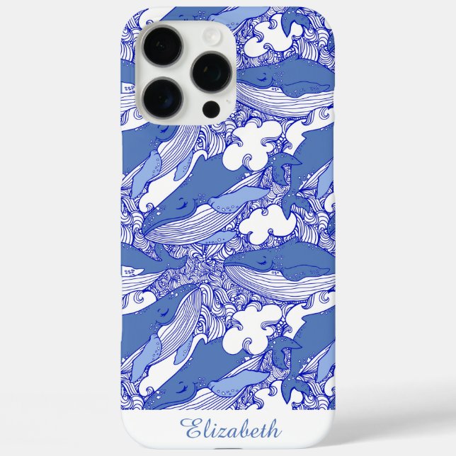 Custom Blue Monochromatic Humpback Whale Case-Mate iPhone Case (Back)