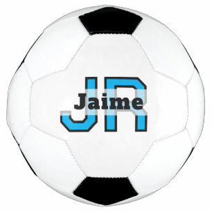 Custom Blue Monogram & Name Classic Soccer Foot Ball