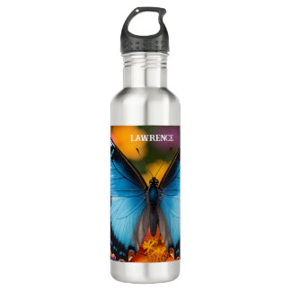 Custom Blue Morpho Butterfly Floral Botanical  710 Ml Water Bottle