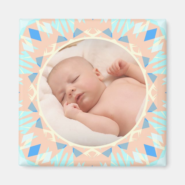 Custom Blue Mother’s Day New Mom Baby Photo Gift Magnet (Front)