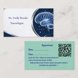 Custom Blue Neurologist Business Card withAppointm