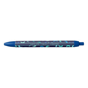 Custom Blue New Moon Pattern Black Ink Pen