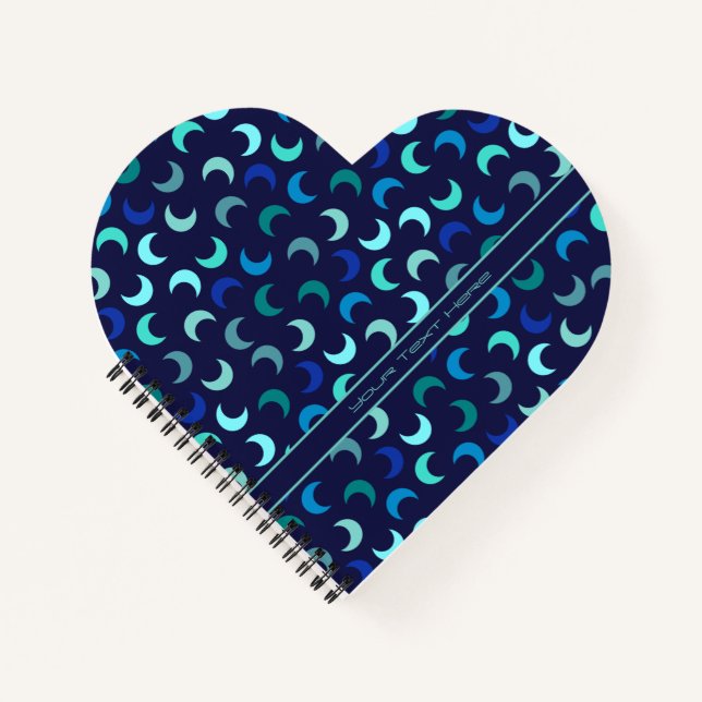 Custom Blue New Moon Pattern Notebook (Front)