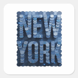 Custom Blue NEW YORK Label Design