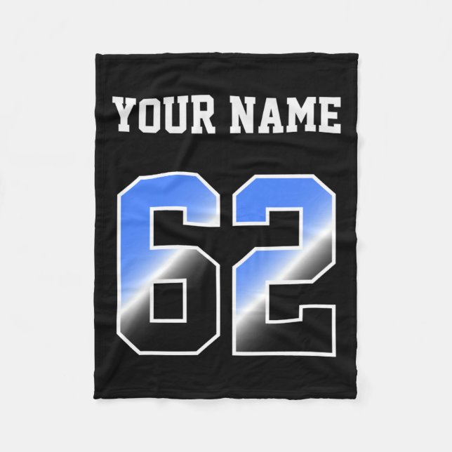 Custom Blue Number 62 Personalized T Shirt  Fleece Blanket (Front)