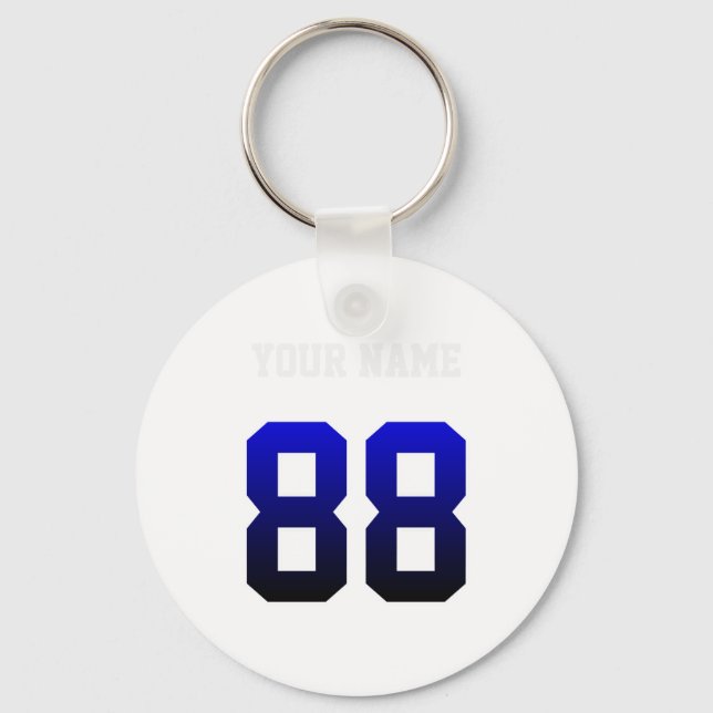 Custom Blue Number 88 Personalized T Shirt  Key Ring (Front)
