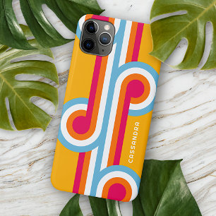 Custom Blue Orange Pink Red Retro Art Pattern iPhone 11Pro Max Case