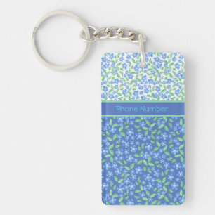 Custom Blue Periwinkles Ditsy Floral Patterns Key Ring