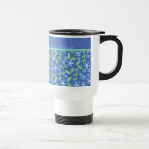 Custom Blue Periwinkles Ditsy Floral Patterns Travel Mug