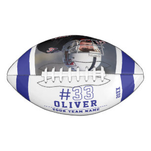 Custom Blue Player's Name Number Team Photo Football