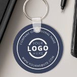 Custom Blue Promotional Business Logo Branded Key Ring<br><div class="desc">Easily personalize this coaster with your own company logo or custom image. You can change the background color to match your logo or corporate colors. Custom branded keychains with your business logo are useful and lightweight giveaways for clients and employees while also marketing your business. No minimum order quantity. Bring...</div>