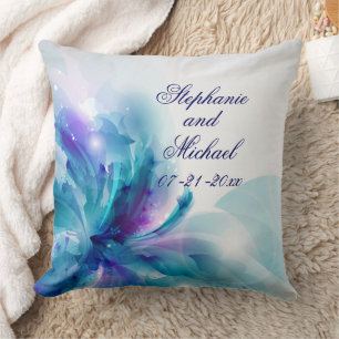 Custom Blue & Purple Abstract Wedding Pillow
