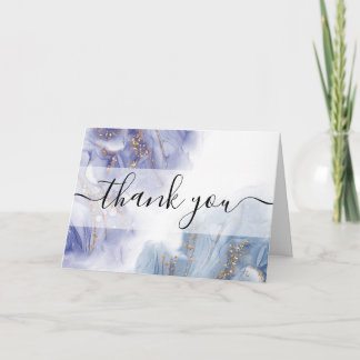 Custom Blue Purple Alcohol Ink Thank You Card